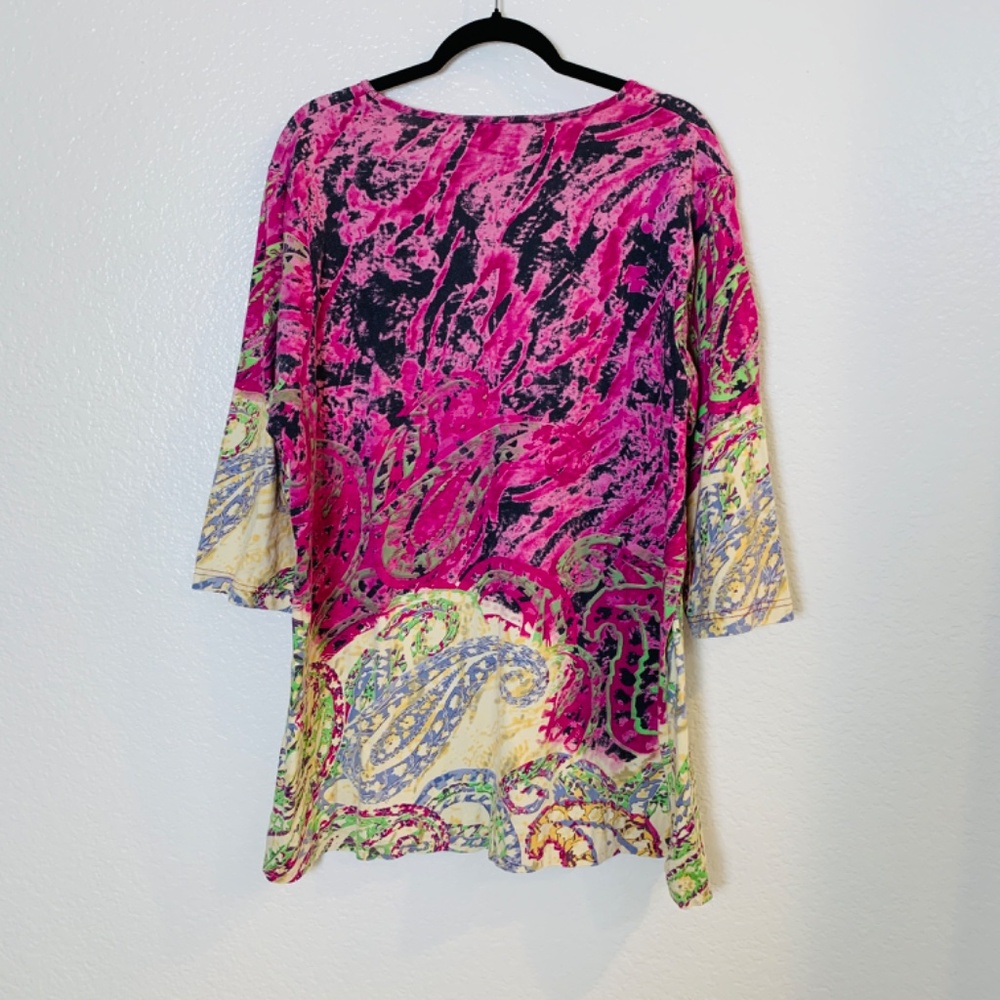 Ulla Popken Tunic Top Womens USA Size 16/18 Artsy Lagenlook Paisley Cotton - Picture 8 of 12